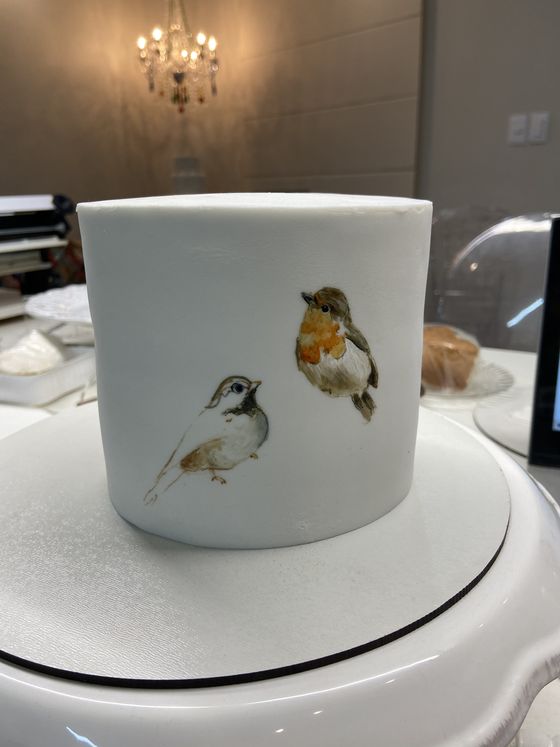 Bolo pintado à mão por Sandra Gonzaga